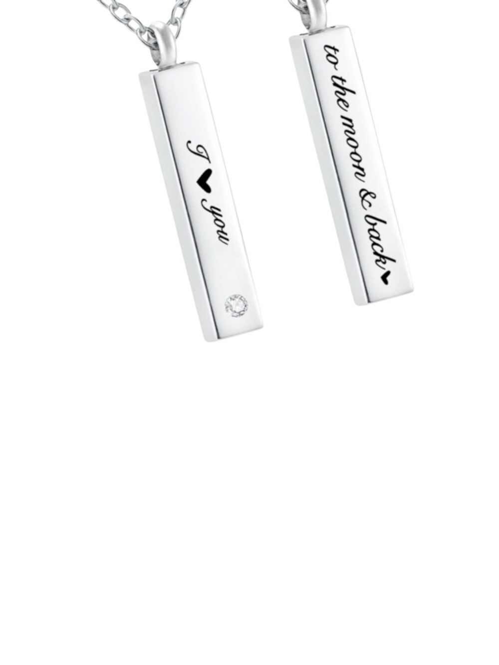 For A Love Note or ? I Love You To the Moon & Back Rectangle Necklace Valentine